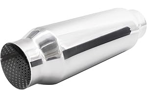 Simoni Racing ESR8 - Silencieux Sport Universel, Sortie Ronde Droite, Silencieux Droit pour Auto en Acier Inoxydable, Longueur 305 mm