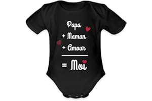 Spreadshirt Papa Maman Amour Calcul Grossesse Naissance Idée De Cadeau Body Bébé Bio Manches Courtes