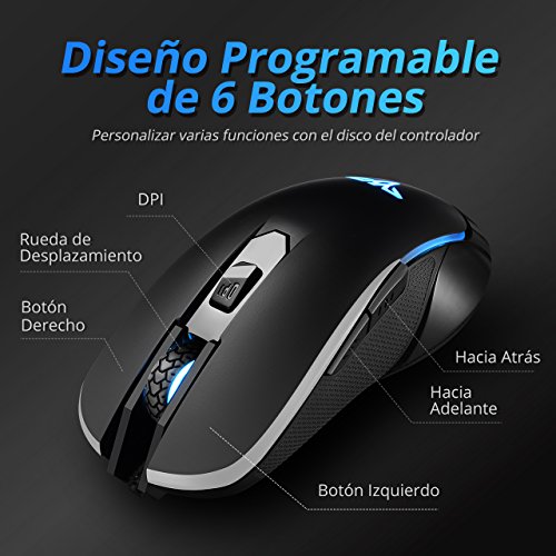  Nueva Versi  n  TopElek Rat  n Gaming Programable   ptico 5500 dpi 6 Bot  n LED RGB con 16 Millones Colores para Gamer Profesional  Dise  o Ergon  mico y Ambidiestro-Compatibilidad Universal-S  per C  modo