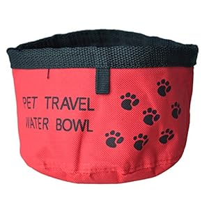 SODIAL(R) Comedero Bebedero Portatil Color Rojo para Perro Gato Mascotas