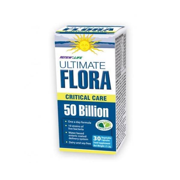 Renew Life Ultimate Flora Everyday Plus - 50 Billion Bacteria - 10 Strains - 1 Bottle x 30 Vegetable Capsules