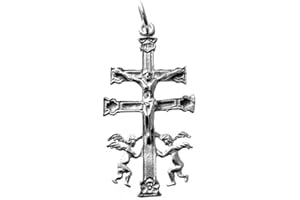 Minoplata Cruz de Caravaca grande de Plata de ley 925 de 40 Mm. longitud una joya amuleto unisex