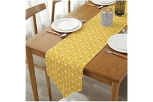 Bestenrose Table Runner Home Tablecover Decorative 2 sides Cotton Linen Classic Table Bedding Mat Dining Room Party Holiday Decoration (Yellow, 12” x 82“(32 * 210cm))