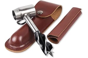 SAGASAVE Holzbearbeitung Handbohrer, Manuelle Schlangenbohrer Sets mit Holster, Mehrzweck Outdoor Survival Bohrer Handschraubenbohrer