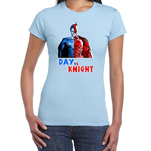 Womens Funny T Shirts Day Vs Knight Superman Batman Inspired