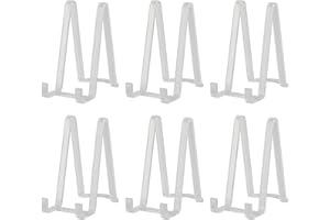 Tincogo 6 Stück Tellerständer Tellerhalter aus Kunststoff - Plastik Staffelei Ständer für Teller, Bilderrahmen, Foto, Bücher, Kunst - Höhe 6 Zoll (15 cm) - Transparent