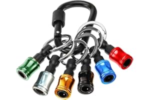 Bestgle 6 Pezzi Portachiavi Cacciavite Porta Bit 1/4 Pollice Portatile Drill Bit Holder in Lega di Alluminio per Supporto per Barra di Estensione del Trapano con Portachiavi