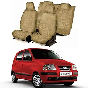 Rufus Cotton Car Seat Cover for Hyundai Santro-Xing (5 Seater) (Beige) (All Detachable Headrest)
