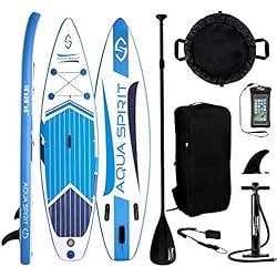 AQUA SPIRIT iSUP 305 x 76 x 15cm Stand up Gonflable Surf Planche de Paddle pour Adulte Unisexe Débutant intermédiaire Charge Max 150KG avec Pagaie Réglable, Matelas à Langer
