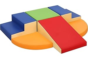 Wilwolfer Parcours Motricité Bébé 6 Pièces: Module Motricité Enfant Cuir PU Blocs Mousse Éducatifs avec Velcro - Jouets Descalade Bébé Structure d'escalade Antidérapante Ensemble d'échelle Double