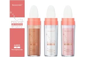 HQDA 3 Pack Polvo De Hadas Fairy Highlighter Patting Powder Face Body Glitter Shimmer Brightens Blusher Waterproof Smooth Highlighter Festival Party Makeup (Set B)