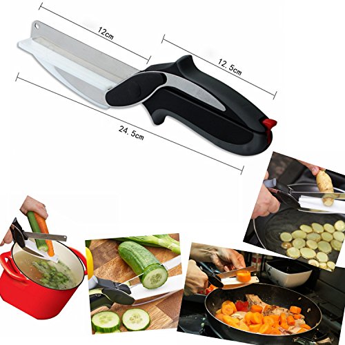 NWSS Edelstahl Runde Küchenmesser Kreativ gestaltet Rollenden Messer Multi-Purpose Rundmesser mit einem einzigartigen ergonomischen Design und Scharfer Klinge ermöglicht es Ihnen, Schneiden von Fleisch und Gemüse Schützen Sie Ihr Handgelenk mit hängenden Haken Grün (Schere, Schwarz) - 2