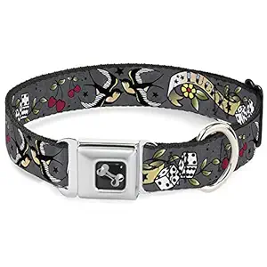 Buckle-Down Lucky Gray Dog Collar Bone, Large/15-26