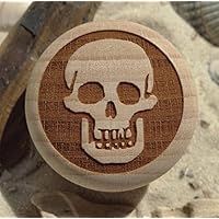 Möbelknauf Skull Totenkopf Gravur Möbelknopf Buche m. Gewinde