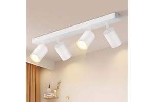 Glitzerlife Ceiling Lights Kitchen Light - 4 Way LED Ceiling Spotlight Fitting White Modern Adjustable Rotatable 350° Swivelling GU10 Ceiling Lamp for Lounge Living Room Bedroom Without Bulbs