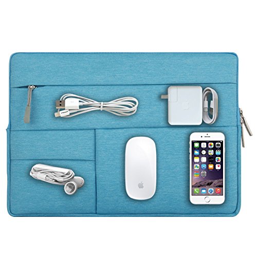 MOSISO Laptop Hülse, Multifunktionssegeltuch Gewebe Kasten Beutel Abdeckung für 12.9 iPad Pro / 13-13.3 Zoll MacBook Air / MacBook Pro / Laptop, Himmel Blau - 4
