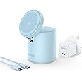 Anker 623 Magnetic Wireless Charger (MagGo), 2-in-1 Wireless Charging Station with 20W USB-C Charger, For iPhone 13/12 Series, AirPods Pro (Misty Blue)