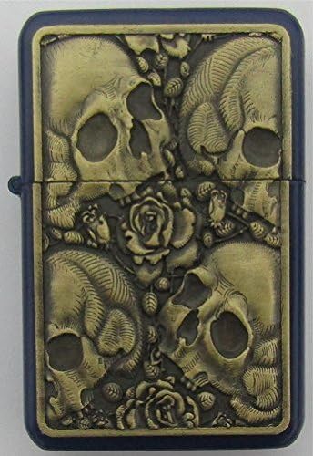 SKULL DESIGN PETROL LIGHTER IN GIFT TIN (Blue Matt)
