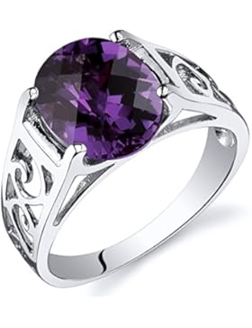 Revoni Schachbrettschliff 3,50Karat Alexandrit solitiare Ring in Sterling Silber