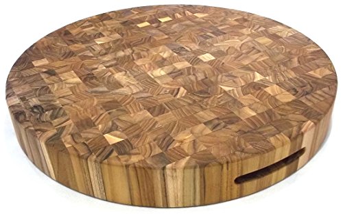 Runder Metzgerblock / Schneidebrett aus massivem Teak-Hirnholz - 5