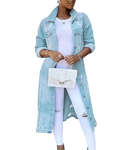 Giubbotto Jeans Donna Vintage Blu Distressed Strappato Manica