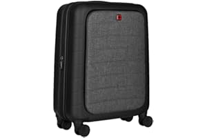 WENGER Syntry Handgepäck Trolley, Notebook bis 14 Zoll, Tablet bis 10 Zoll, 36 (44) l, Hartschale, Damen Herren, Business-Reisen Urlaub, Schwarz/Graumeliert, 610163