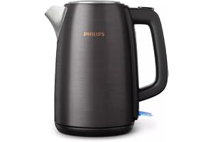 Philips 5000 Series Stainless Steel Kettle - 2200W, 1.7L, Spring Lid, Black & Copper - HD9352/31