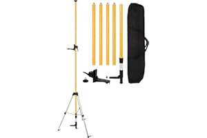 Mountlaser Niveau laser télescopique, niveau laser avec trépied, 3,7 m avec fixation laser 1/4« par 20 » pour niveau laser rotatif et linéaire, écrou d'adaptation 5/8"-11 inclus