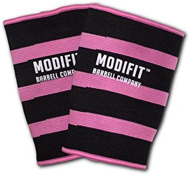 ModiFit Pink &amp; Black Double Ply Knee Sleeves - Perfect for squats and CrossFit WODs, Strength training including deadlifts and olympic lifting. Useful for all gym exercises where knee support is needed (L Knee)
