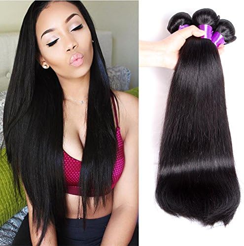 JiSheng Hair 8A Malaysian Straight Virgin Hair Real Human Hair Extensions Mixed Length Malaysian Straight Hair Weft Natural Color ( 14" 16" 18" 20")