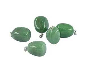 freneci 5pcs Natural Amatista Cristal de Cuarzo Piedras Preciosas Encantos de Piedra Colgante Joyería - Aventurina verde, Individual