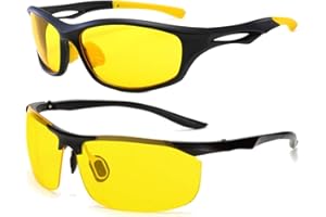 RICCARDO MATEROSSI 2 Pack Night Vision Glasses For Driving | Anti Glare HD Vision | Unisex | Premium UV400 Yellow Lenses | Prevent Eye Strain & Fatigue During Night-Time Driving Cycling Jogging Walking | UK Based Brand