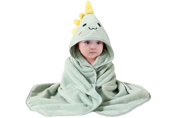 HAGOT Serviette de Bain avec Capuche Bébé, 80 x 80 cm Serviette Bebe, Super Absorbantes Serviettes et Sorties de Bain, Serviette de Bain pour Nouveau-né 0-5 Ans(Vert)