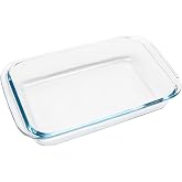 Small Glass Oven Dish, 1 Litre Borosilicate Glass Lasagna Dish, 26 x 15 x 4.5 cm Rectangular Oven Mould with Wide Handles, Mi