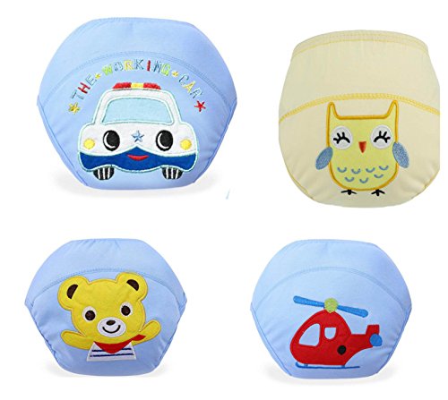 Bebedou Resusable Pack of 4 pack toddler toilet potty training pants with 3 layer for infant BOY size L Waist 37 cms