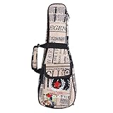 Tasche für Ukulele 53,3 cm, Muster „alte Zeitungen“. Hergestellt aus Oxfordstoff und PE Schaumstoff.