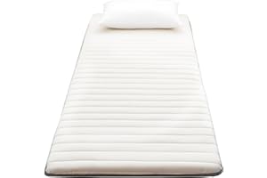 DECORN Floor Mattress Single Thickened 5cm, Soft Futon Mattress Tatami Mat Portable Roll Up Mattress Folding Sleeping Bed Pad for Home Camping Couch (Cream Color,80x190cm)