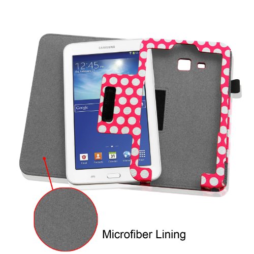 [Eckenschutz] Fintie Samsung Galaxy Tab 3 7.0 Lite T110 T111 T113 T116 Hülle Case – Slim Fit Folio Bookstyle Kunstleder Schutzhülle Cover Tasche mit Ständerfunktion für Tab 3 Lite 7.0 Zoll Tablet, Punktmuster - 5