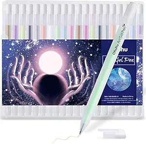 20PCS 10 Colours White gel pen for sketching, Ohuhu white gel pen for artist, Gold Silver White gel pens, white pen for black paper Highlighting on Markers Colored pencils, Gifts for parents children