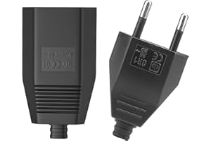 Powice 2 sztuki wtyczek euro, wtyczka płaska, złącze euro, 250 V, 2,5 A, 2-biegunowe, europejskie płaskie, Schuko (czarne)