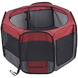 Favorite Portable Haustier Laufstall Welpenlaufstall Tierlaufstall Welpen, Katzen, Hasen Indoor und Outdoor Übung Faltbarer Zwinger mit abnehmbarem Mesh für einfach Reisen, Durchmesser 122cm