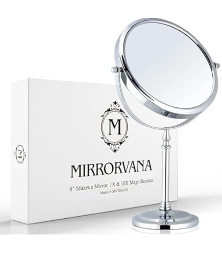 Specchio Da Trucco Doppia Faccia 7X Ingrandimento - Specchio Da Tavolo Con Piedistallo 14,7cm, Cromato Argento - Foto 11