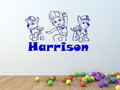 Personalised Paw Patrol Kids Vinyl Wall Art Sticker **ANY NAME** **16 Colours** -pp2 (X Large 100 x 60 cm)