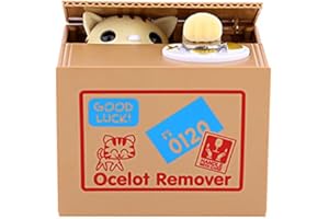 ESTINK Hucha de Gato, Electrónica Gato Roba la Moneda Dinero, Hucha para niños, Automático Alcancía de Gato Electrónico, Diseño de Gato Robará Dinero y Monedas Piggy Bank