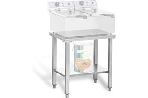 Royal Catering Etagere pour Friteuse Profesionnelle RCSF-15D (Plan de travail 62 x 42 cm, Capacité de charge 150 kg, 2 Niveaux) Acier Inox