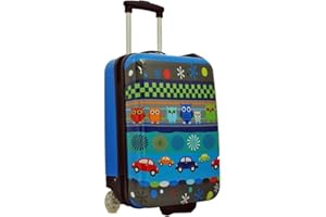 MADISSON Snowball | Valise Enfant imprimé Chouettes Voitures | Bagage Cabine garçon Petit Format 2 Roues en Polycarbonate | 27L | 32 x 48 x 20 cm | Coloris Bleu