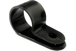 JLB Plastics UK - Black Plastic R Type P Clip Clamp for Conduit, Cable, Hose, Pipe. Screw Mount (Pack of 10, Size: 15mm)