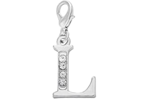Libby's Market Place Rhinestoned and Personalised Letter L Clip On Charm with Organza Gift Bag