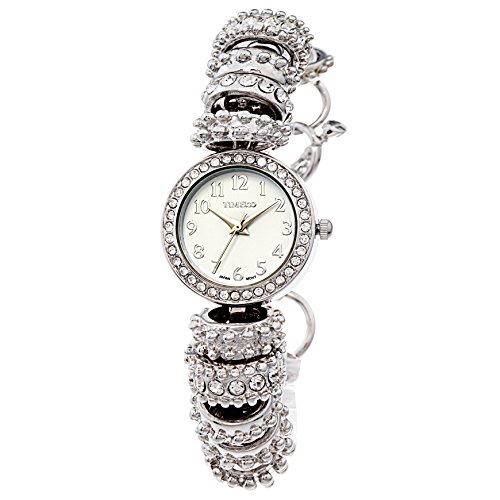 Time100 Dreidimensionale Schöne Strass-Damen-Armbanduhr mit Hakenschloss W50034L