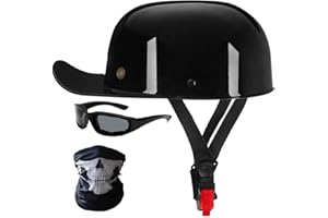 HHSDB Halbschalenhelm Motorradhelm ECE-Zulassung Baseball Cap Mit Fahrradbrille Fahrradvisier Cruiser Chopper Scooter Helm Herren Retro Motorrad Halbhelm MäNner Frauen Mofa Helm 57-62cm